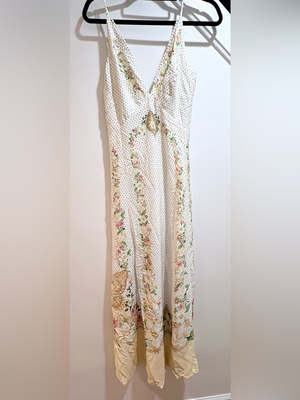 Farm Rio Long Floral Maxi Dress Size M Strappy V Neck White/Yellow - Picture 8 of 14